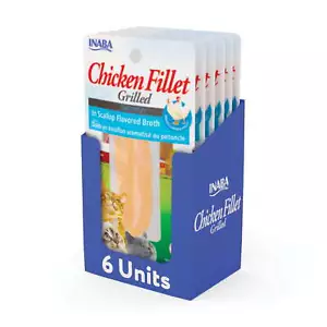 INABA Premium Hand-Cut Grilled Chicken Fillet Cat Treats w Vitamin E - Picture 1 of 16