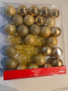 Holiday Lane Christmas Cheer Set of 30 Gold Shatterproof Ball Ornaments NEW - Picture 1 of 6