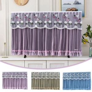 1Pc 32 Inches Lace Fabric Door Curtain TV Dust Cover Monitor Screen Home Decor - Afbeelding 1 van 16