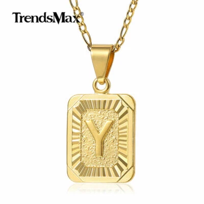 26 Letters Gold Filled A-Z Pendant Necklace 18+2" Extra Link Figaro Chain Gift - Image 1 of 4