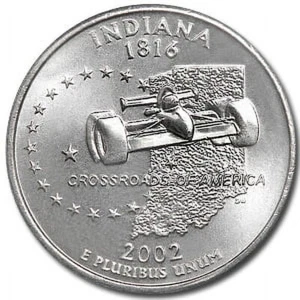 2002 P Indiana Quarter BU Uncirculated Clad 25c Coin - Picture 1 of 1