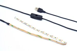 LED 5V light strip (3000k) with on/off switch: USB cable Plug In(2 Pack) - Picture 1 of 3