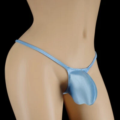 Men Glossy Satin Pouch Underwear Bikini Briefs Panties Thong G-string Underpants - Image 1 of 4