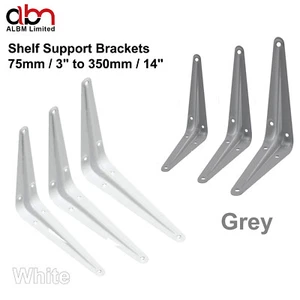 Metal Shelf Brackets Grey White 75mm 3" to 350mm 14" Shelving Bracket - Picture 1 of 12