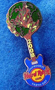 HOLLYWOOD FL EARTH DAY 2008 PLANET GLOBE TREE BLUE GUITAR Hard Rock Cafe PIN - Picture 1 of 1