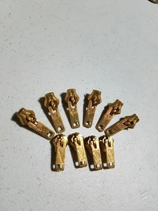 TEN-Pcs/VTG.1912-1982 "PRENTICE STREAMLINE USA" ZIPPER SLIDERS/#2(?) BRASS-Metal - Picture 1 of 12