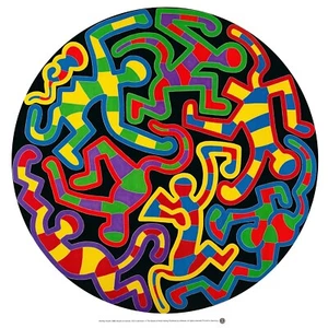 1988 KEITH HARING Estate Monkey Puzzle vintage art lithography print poster 90s - Picture 1 of 8