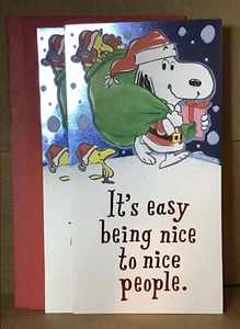 Lot of 2 Hallmark SNOOPY Santa Woodstock Christmas Money & Gift Card Holder Card - Picture 1 of 4