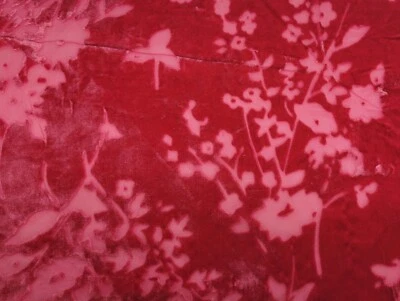 100% Silk Velvet Burnout Flower Fabric by the Yard Hot Pink - Image 1 of 4