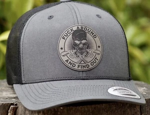 FAFO Skull And Guns Yupoong Hat Gray Adjustable Mesh - Picture 1 of 7