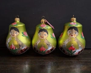 Pier 1 Imports Hand Crafted European Glass Ornaments (Set Of 3) - Picture 1 of 11