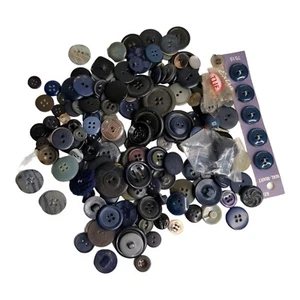 Lot 160+ Vintage Estate Sale Buttons Various Sizes Mostly Black Dark Blue Usable - Picture 1 of 7