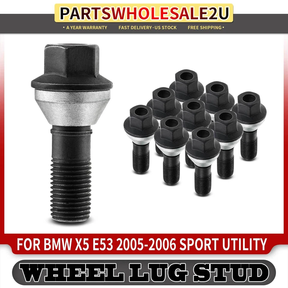 10x Perno de tuerca de rueda delantera o trasera M14-1.5 para BMW X5 E53 2000-2006 4.4L 4.6L 4.8L Foto 1 de 4