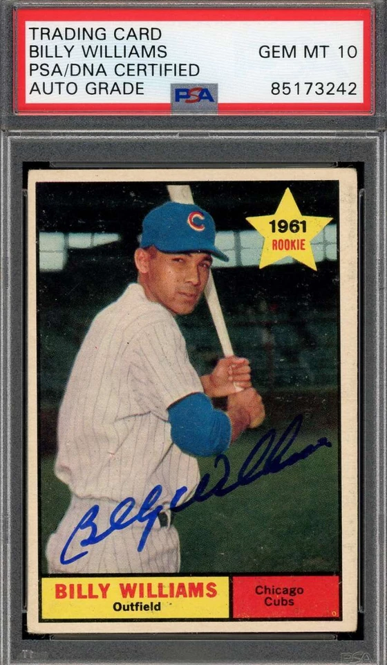 Billy Williams gema como nueva 10 PSA ADN firmado 1961 Topps autógrafo de novato 8 Foto 1 de 1