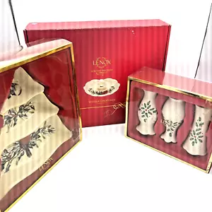 Vintage Lenox Set Neu im Karton Knospenvasen Weihnachtsbaum Rohstoffe Beige mit Design - Bild 1 von 6