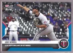 Jose Berrios Twins 12 Ks 0 Hits 2021 Topps Now Toronto Blue Jays #20 Blue 16/49 - Picture 1 of 2