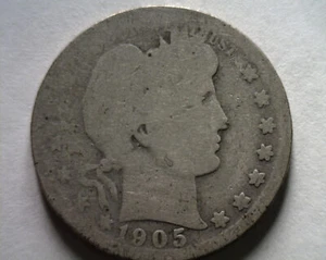 1905 CUARTO DE DÓLAR BARBERO SOBRE BUENA AG BONITA MONEDA ORIGINAL BOBS MONEDAS ENVÍO RÁPIDO - Imagen 1 de 2