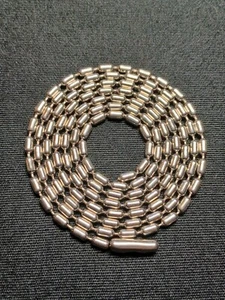 30" Silver Stainless Steel 2.4mm Bar Bead Fashionable Necklace Dog Tag Chain - Picture 1 of 6