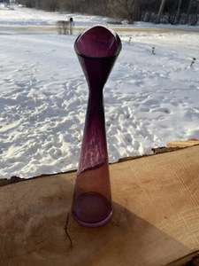 Purple Amethyst 13” Glass Slant Bud Vase Dark To Light Color-Home Decor - Picture 1 of 7
