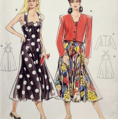 Uncut Burda 4799 Sewing Pattern Summer Sun Dress Jacket Halter Cross Strap 8-18 - Image 1 of 4