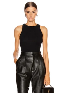 ENZA COSTA Cashmere Poor Boy Rib Tank Top Black M $145 D1 - Picture 1 of 4