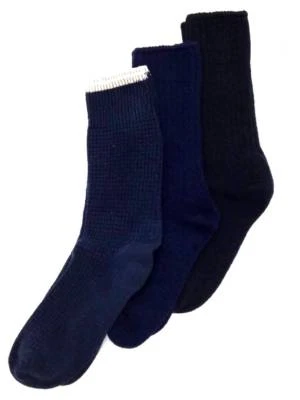 $40 Bloomingdale'S Mens 3 Pair Pack Black Blue Cotton Casual Crew Socks One-Size - Image 1 of 2