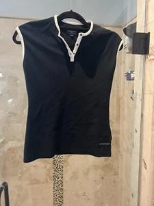 Burberry Golf Women's Size Small Sleeveless Top Black White Logo on Front - Picture 1 of 8