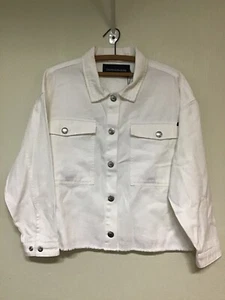 Calvin Klein Jeans Womens White Denim Jacket CJ0J6083 Size L NWT - Picture 1 of 5