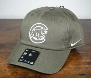 Nike MLB Chicago Cubs Olive Military Green Club Adjustable Dad Hat Cap Size M/L - Picture 1 of 5