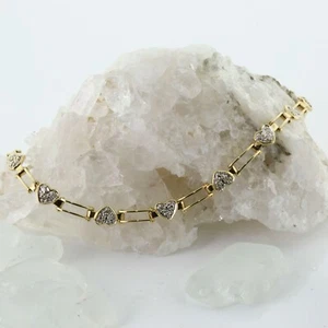 10K Gelbgold Diamant Armband 30 runde Diamanten 6,5 cm lang um 1970 - Bild 1 von 7