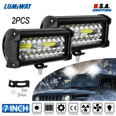 2X Luces LED de Trabajo 7" Pulgadas 480W 12V Barra de Luz de Punto de Inundación de Conducción SUV Offroad Foto 1 de 4