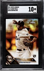 2016 Topps Chrome Sepia Refractor #114 Aaron Nola RC Rookie SGC 10 GEM MINT - Picture 1 of 2