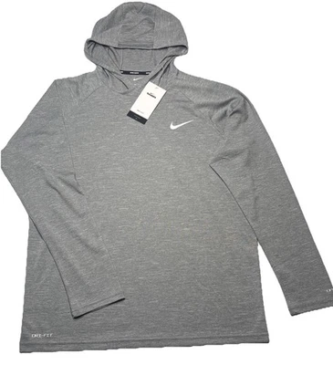 Nike Swim Men’s Lt Heather Gray Long Sleeve Hydroguard Hooded T-Shirt Sz Med $60 - Image 1 of 4