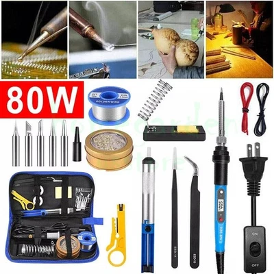 80W Electric Soldering Iron Welding Gun Tool Kit Solder Wire Desoldering Pump US
