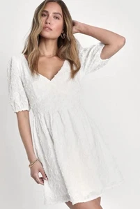 Women’s Lulus Adorable Arrival White Backless Floral Applique Mini Dress Size XL - Picture 1 of 9