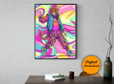 Imagem digital arte de parede leopardo de rocha para sala de estar e cama A-8 - Imagem 1 de 4