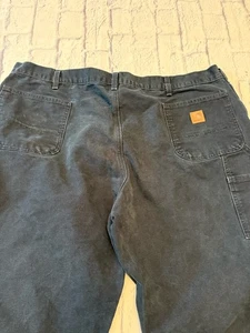 CARHARTT 46x30 Black Canvas Work Pants  Original Dungaree Fit RN# 14806 - Picture 1 of 11