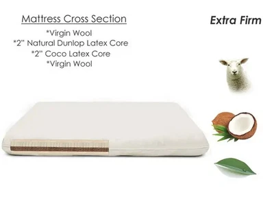 Sweetpea Chemical Free Coconut Crib Mattress Infant to Toddler Dual Sided 28x52 - Image 1 of 4