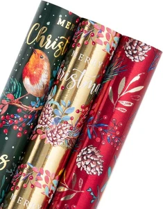 WRAPAHOLIC Christmas Wrapping Paper Roll - Mini Roll - 3 Rolls - 17 Inch x 120 I - Picture 1 of 8