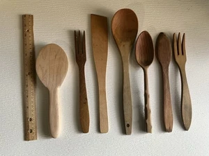 7 Holzlöffel zum Kochen, Küchenutensilien Set, Natur Teakholz Löffel - Bild 1 von 10