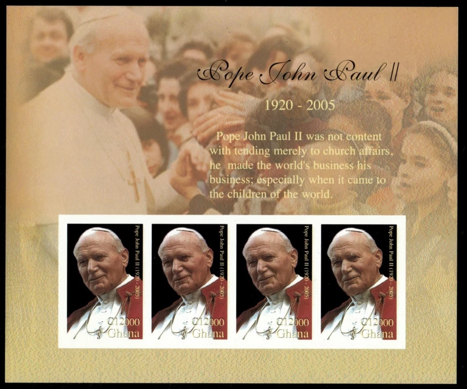 Ghana 2005 - Papa Juan Pablo II - Hoja de 4 estampillas IMPERF - Scott #2504 - MNH Foto 1 de 1