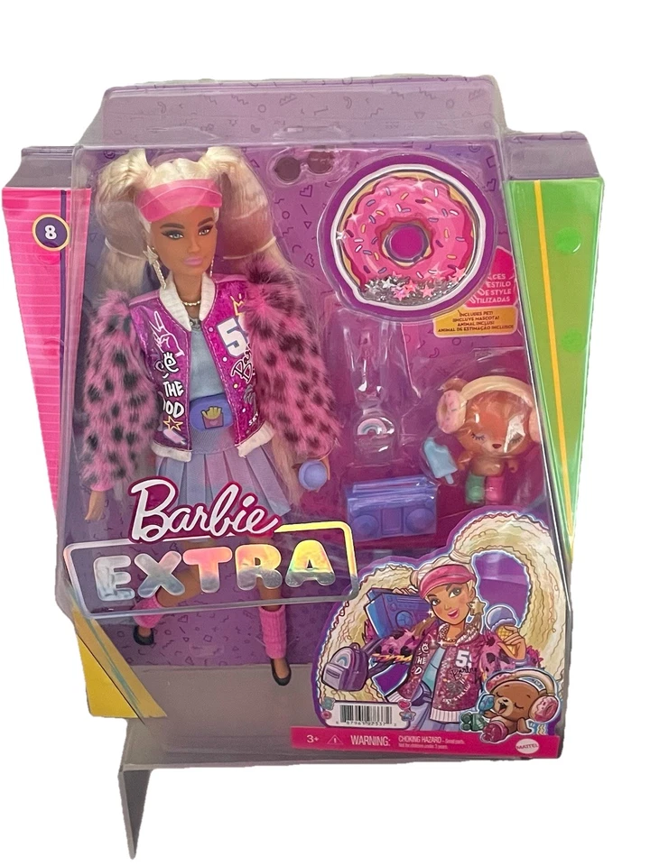Barbie Extra Doll #8 in Pink Sparkly Varsity Jacket With Teddy Bear Jun.1 21