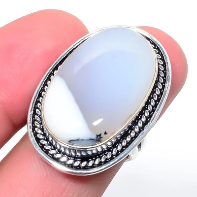 Натуральный бразильский дендритный опал драгоценный камень посеребренные ювелирные изделия кольцо s.6 W35 - Изображение 1 из 4