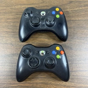 Lot of 2 Microsoft Xbox 360 Wireless Controller Black Model 1403 OEM Tested - Picture 1 of 5