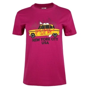 PUMA Nyc Cartoon Cab Crew Neck Short Sleeve T-Shirt Womens Pink Casual Tops 6312 - Picture 1 of 3