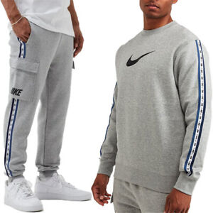 NIKE REPEAT Mens Full Tracksuits Gym Sweatshirt Jogger Nike Text Logo Sportswear