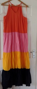 Ladies Summer Maxi Dress Size 18 Next Beachwear Block Colour Orange Black Yellow