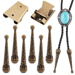 3 Sets Bolo Tie Findings,Bolo Tie Tips Replacement End Caps Kit, Bolo Tie Buckle - Picture 1 of 6