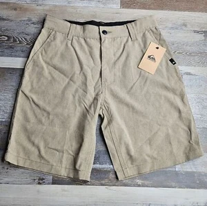 Quicksilver Boys Youth Shorts Flat Front NEW Khaki Size 12 Adjustable Waist - Picture 1 of 5