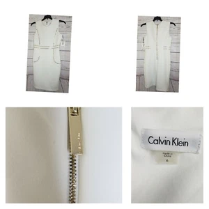 Calvin Klein Damen weiß einteiliges Kleid gold Nieten Design - Bild 1 von 12